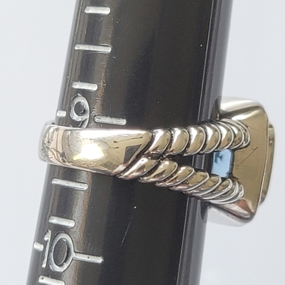 Blue Cubic Zirconia Double Cable Style Blue Ice Ring Size 9.25 - Picture 5 of 12